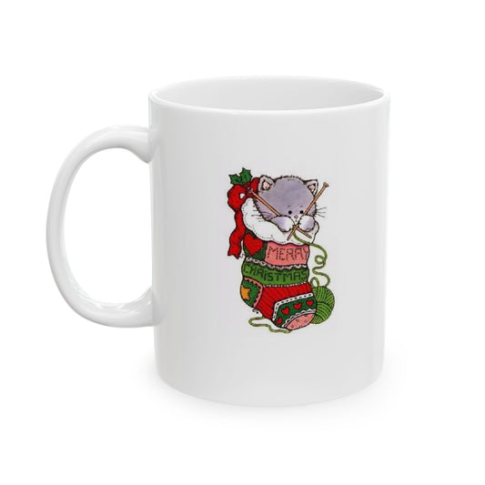 Christmas Cat Knitting Mug