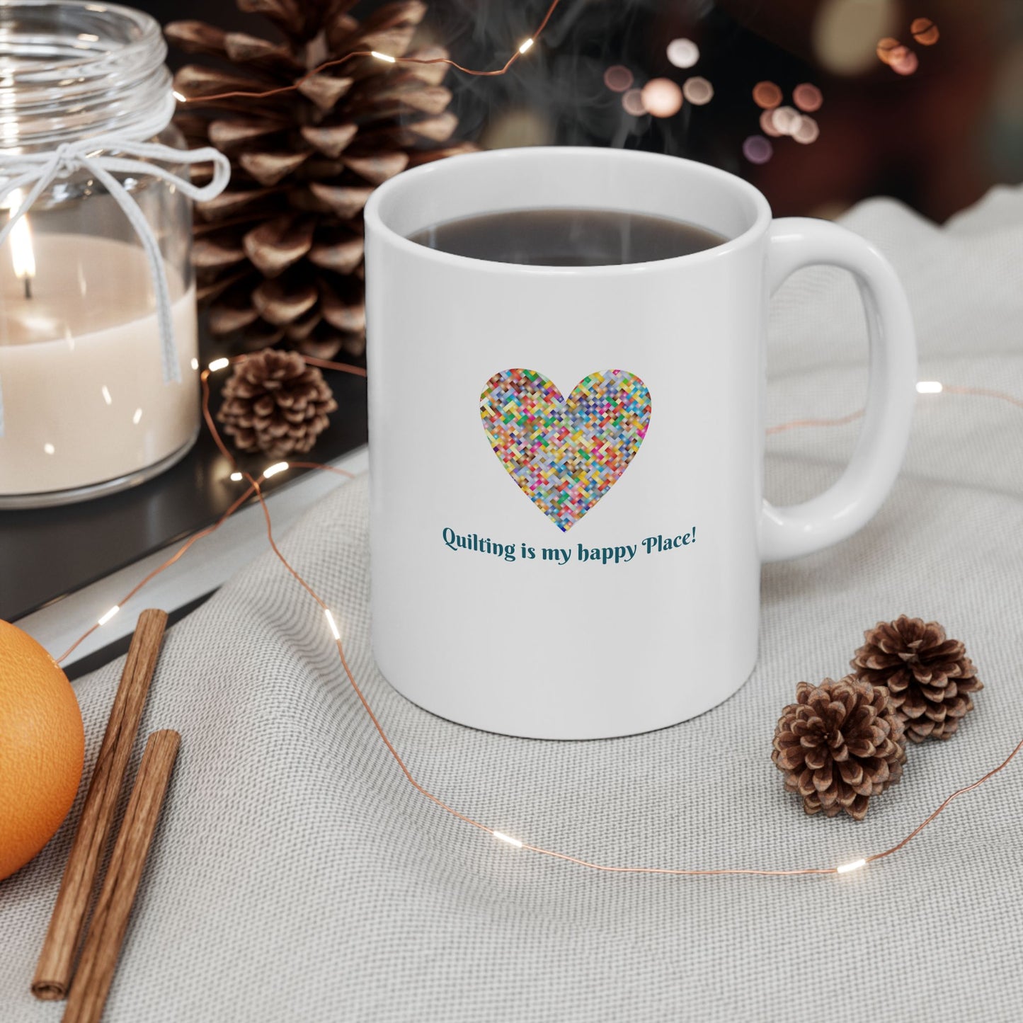 Mug - Colorful Quilted Heart - Quilting Is My Happy Place